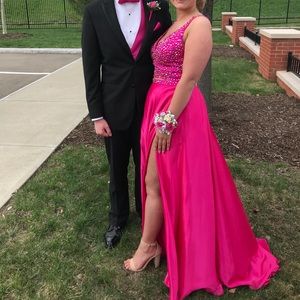 Hot pink Sherri hill two piece prom dress